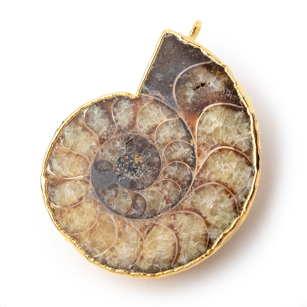 41.5x35mm Gold Leafed Ammonite Fossil Pendant 1 focal piece (ONLINE ORDER ONLY)