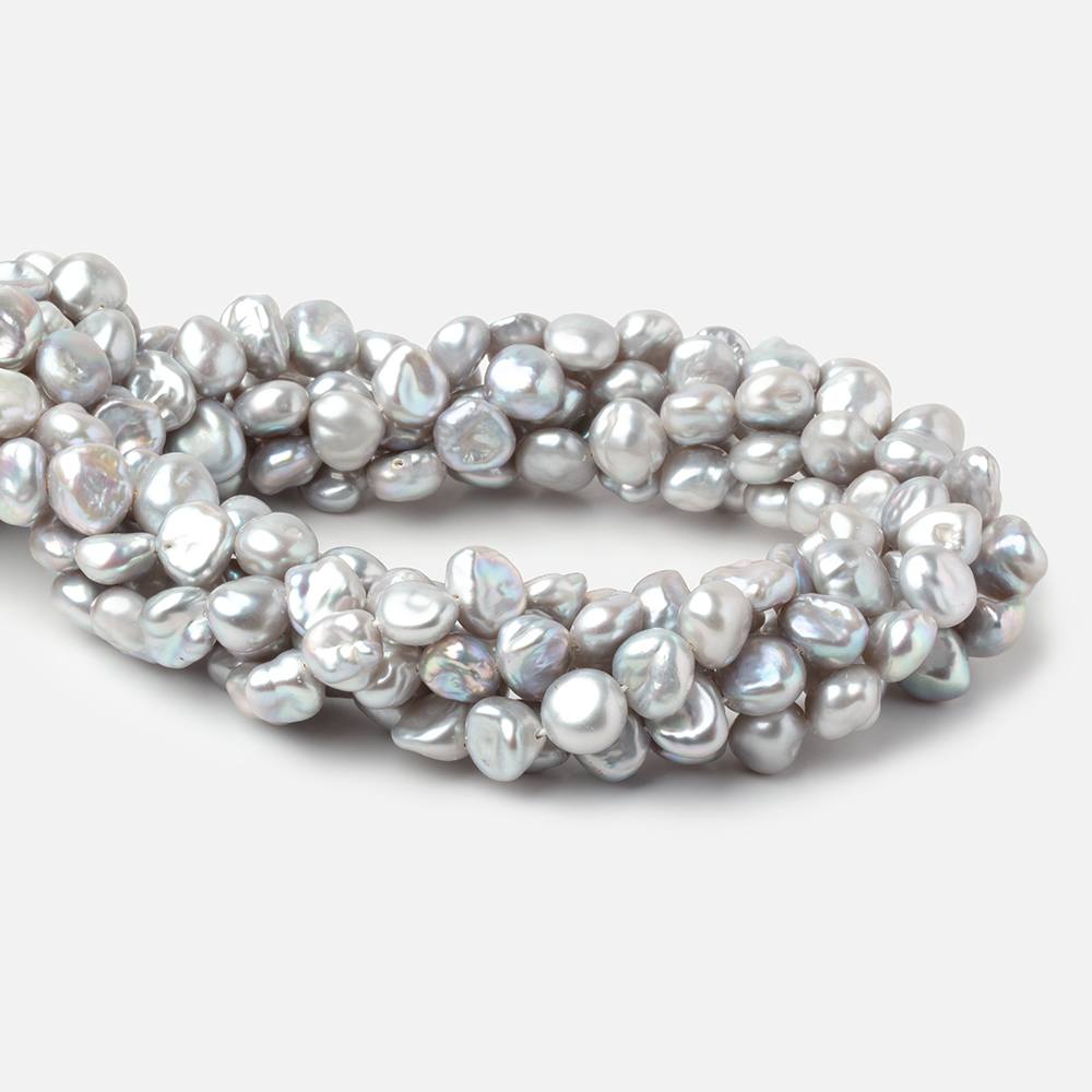 8-10mm Silver Keshi Side Drilled Freshwater Pearls 16 inch 50 Beads (ONLINE ORDER ONLY)