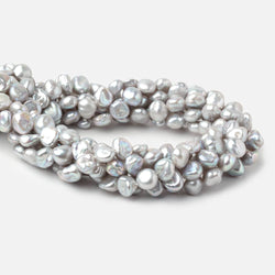 8-10mm Silver Keshi Side Drilled Freshwater Pearls 16 inch 50 Beads (ONLINE ORDER ONLY)