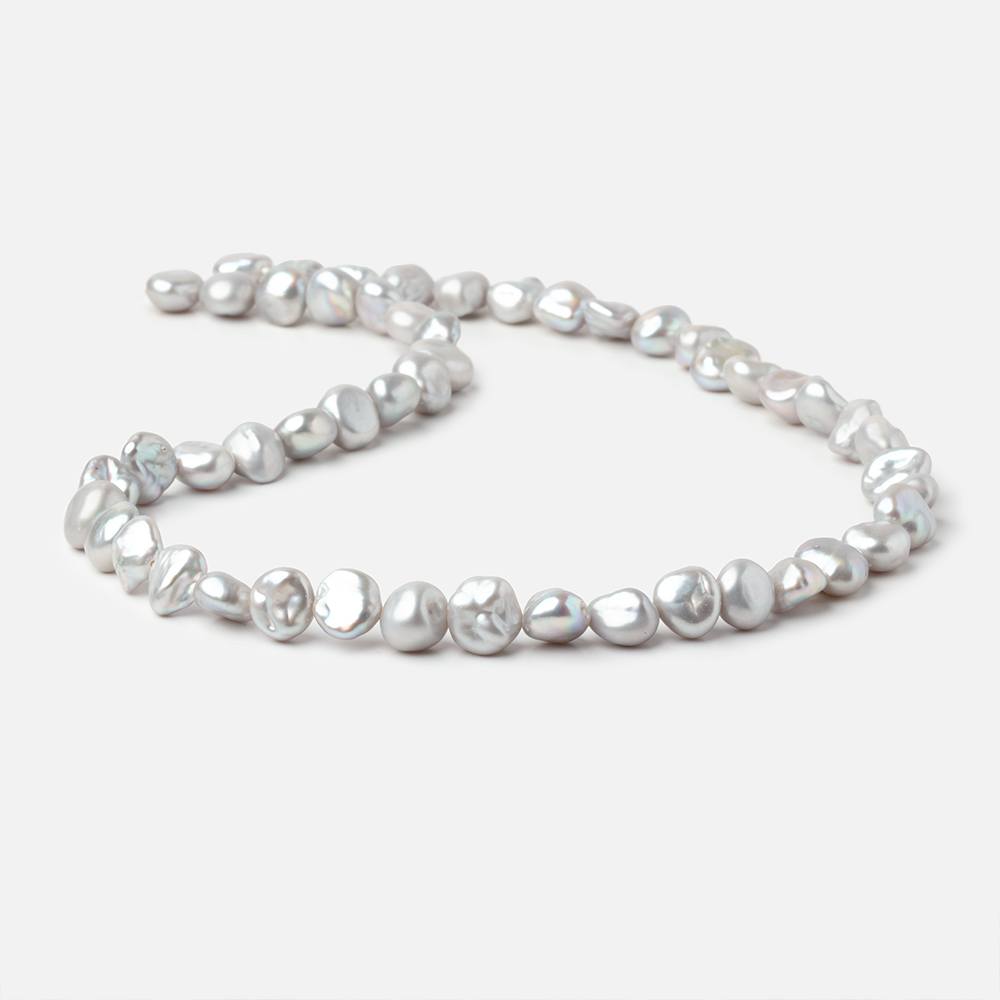 8-10mm Silver Keshi Side Drilled Freshwater Pearls 16 inch 50 Beads (ONLINE ORDER ONLY)