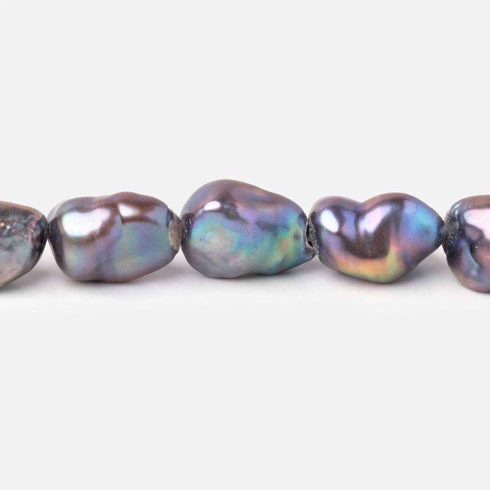 9-11mm Peacock Straight Drilled Keshi Freshwater Pearls 16 inch 32 Beads (ONLINE ORDER ONLY)