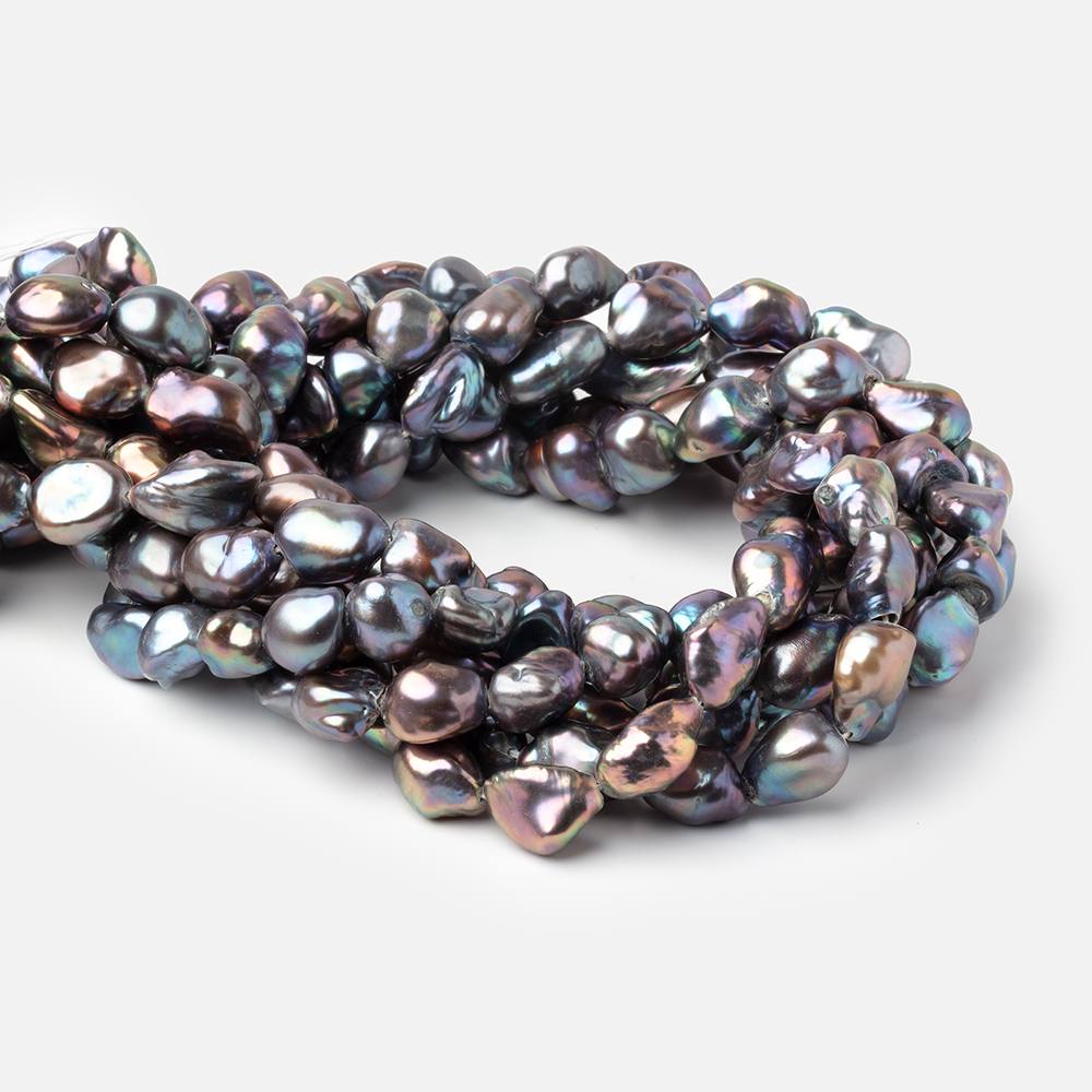 9-11mm Peacock Straight Drilled Keshi Freshwater Pearls 16 inch 32 Beads (ONLINE ORDER ONLY)