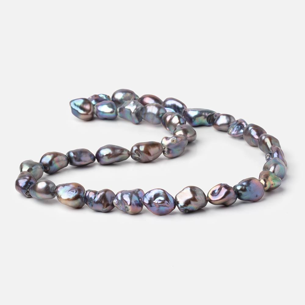 9-11mm Peacock Straight Drilled Keshi Freshwater Pearls 16 inch 32 Beads (ONLINE ORDER ONLY)