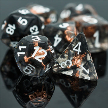 Fighter (Shield) Clear Dice w/ Golden Shield7-Dice Set Rpg (Online Only)