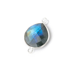 16mm Sterling Silver Bezel Labradorite Faceted Heart Connector 1 Focal Bead (ONLINE ORDER ONLY)