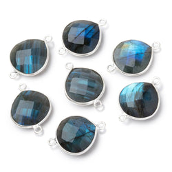16mm Sterling Silver Bezel Labradorite Faceted Heart Connector 1 Focal Bead (ONLINE ORDER ONLY)