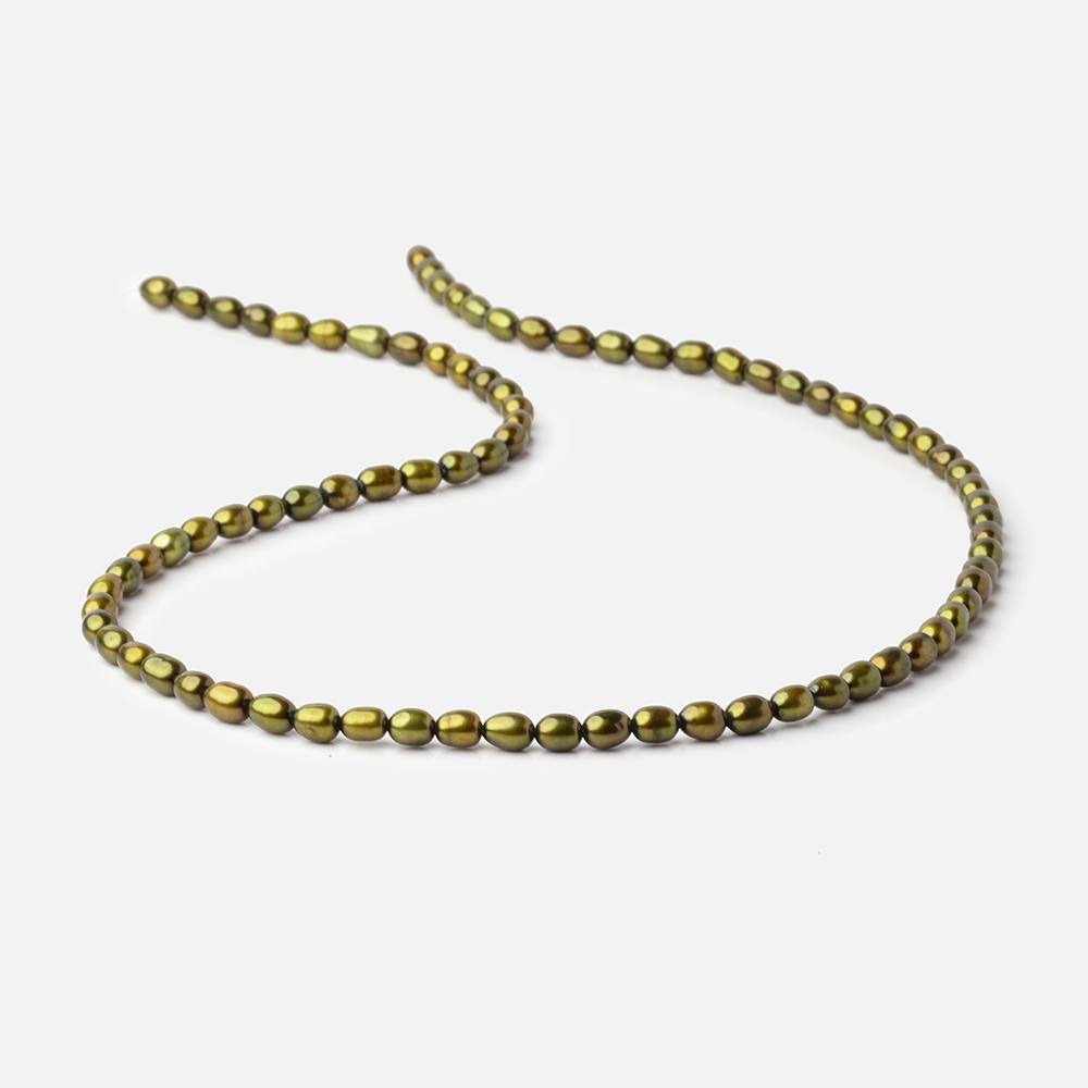 5x4mm Avocado Green Straight Drill Oval Freshwater Pearl 15 inch 81 pieces (ONLINE ORDER ONLY)