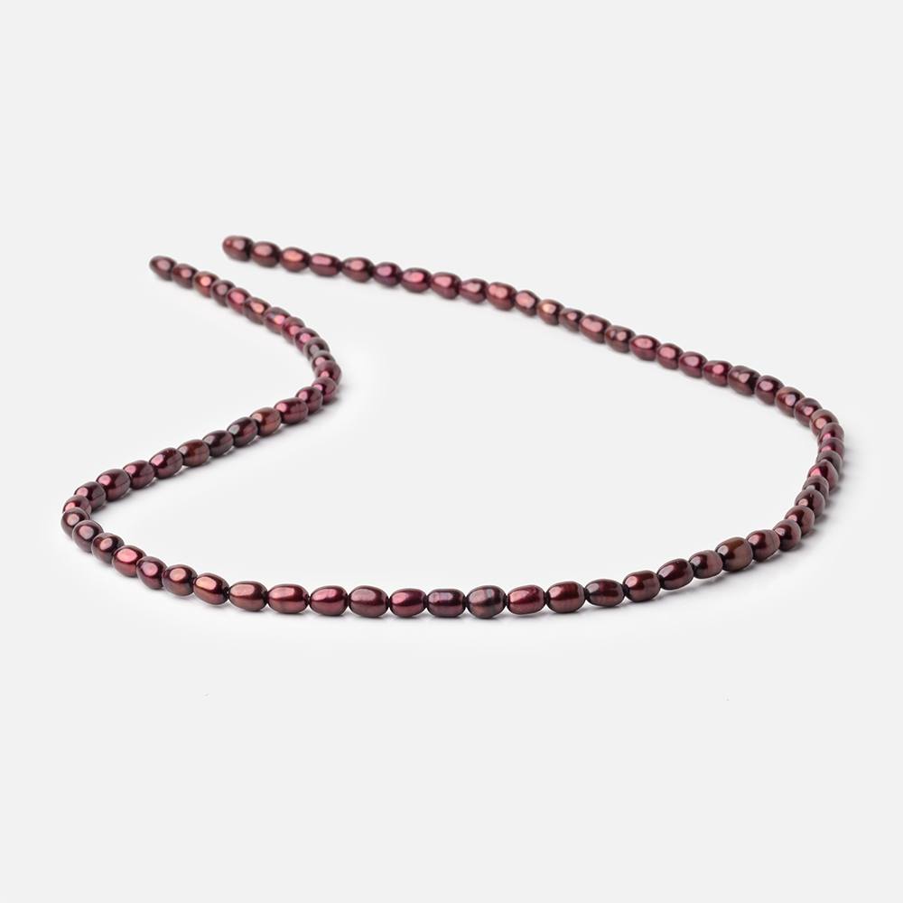 4x3mm Wine Red Oval Freshwater Pearl Beads 15 inch 78 pieces (ONLINE ORDER ONLY)