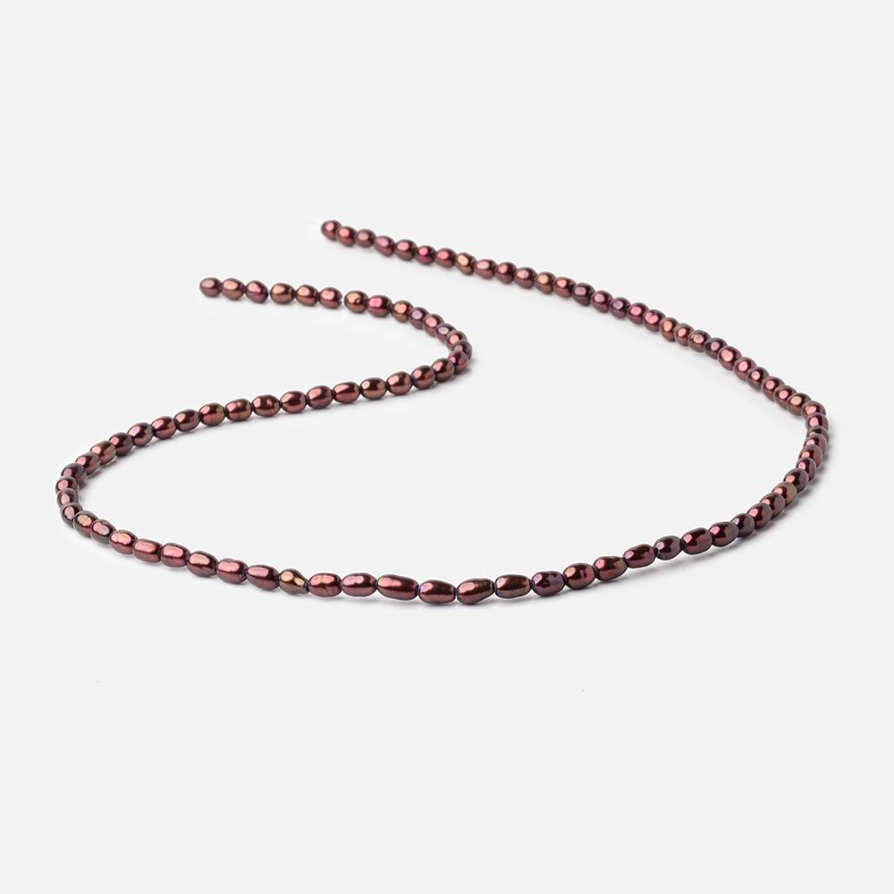 4x3mm Merlot Red Straight Drill Oval Freshwater Pearl Beads 15 inch 90 pieces (ONLINE ORDER ONLY)