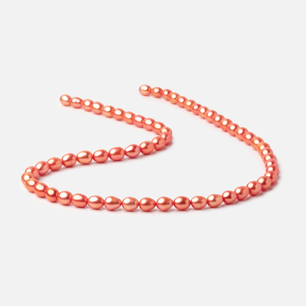 6x5mm Coral Straight Drill Oval Freshwater Pearl 15.5 inch 60 pieces (ONLINE ORDER ONLY)