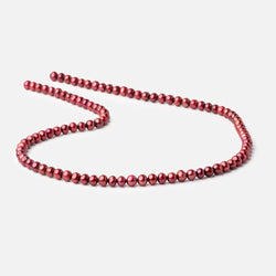 5x4mm Berry Red Off Round Freshwater Pearls 15 inch 98 pieces (ONLINE ORDER ONLY)