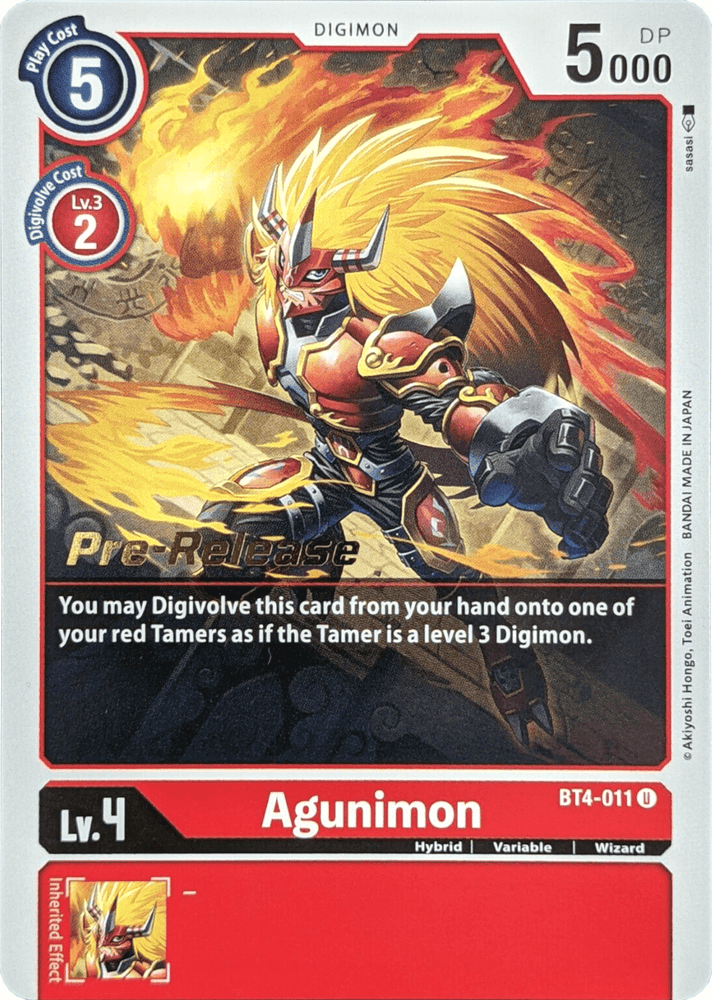 Agunimon [BT4-011] [Great Legend Pre-Release Promos] (ONLINE ORDER ONLY)