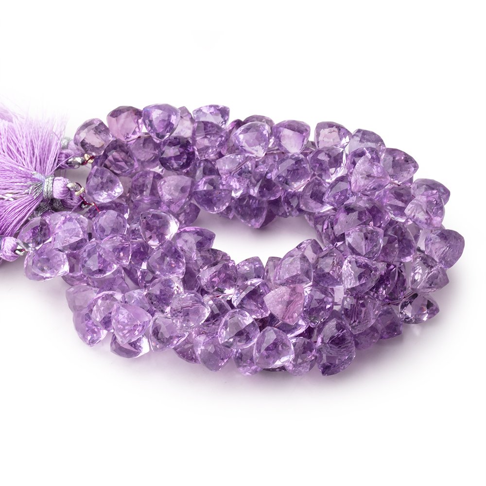 8mm Pink Amethyst Top Drilled Faceted Trillion Beads 8 inch 60 pieces (ONLINE ORDER ONLY)