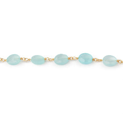 7x5mm Seafoam Blue Chalcedony Faceted Oval on Gold Plated Chain (ONLINE ORDER ONLY)