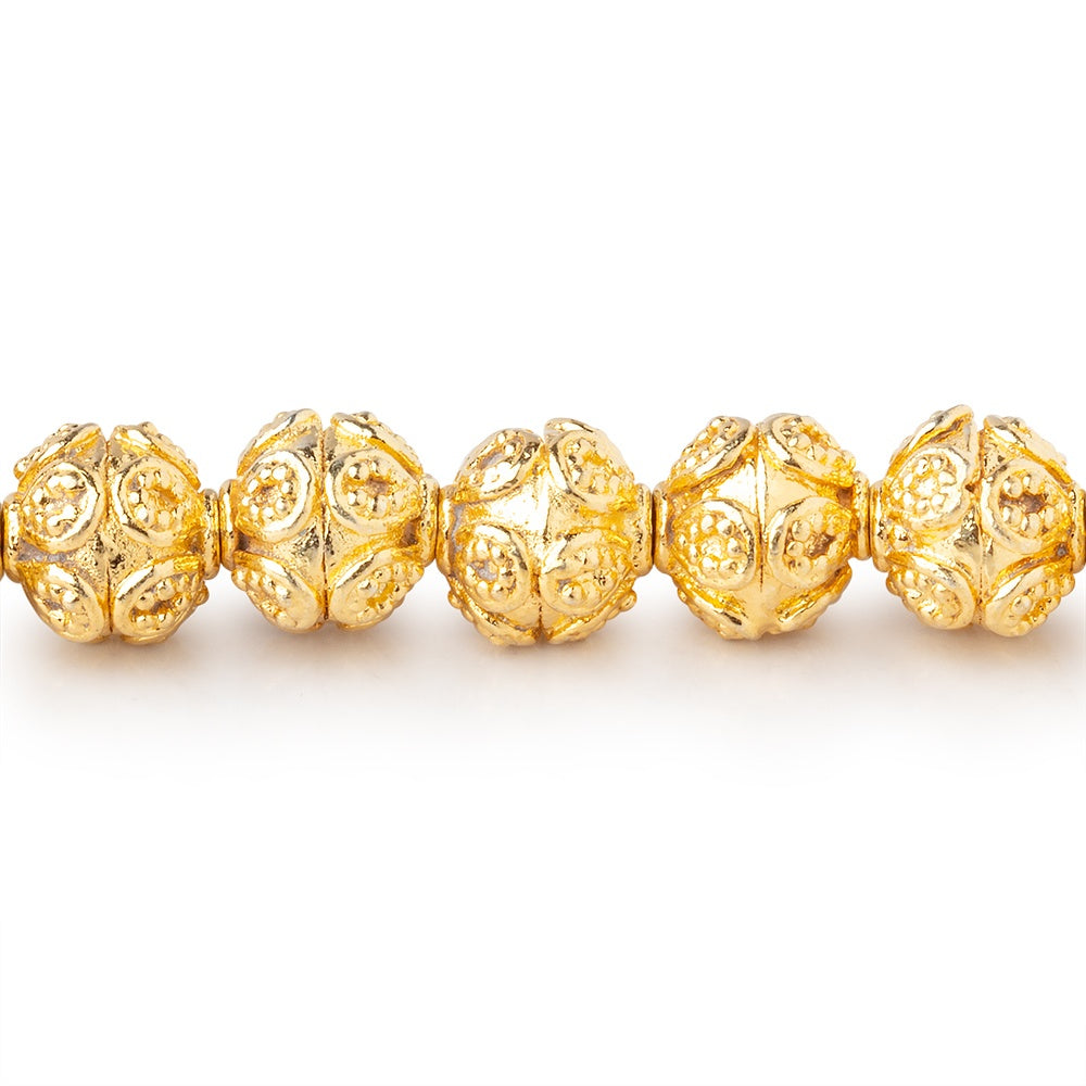 8mm 22kt Gold Plated Copper Bali Style Round Beads 8 inch 27 pieces (ONLINE ORDER ONLY)