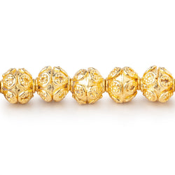 8mm 22kt Gold Plated Copper Bali Style Round Beads 8 inch 27 pieces (ONLINE ORDER ONLY)