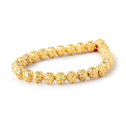 8mm 22kt Gold Plated Copper Bali Style Round Beads 8 inch 27 pieces (ONLINE ORDER ONLY)