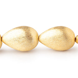 23x16mm 22kt Gold Plated Copper Brushed Puffy Pear Beads 8 inch 9 pieces (ONLINE ORDER ONLY)