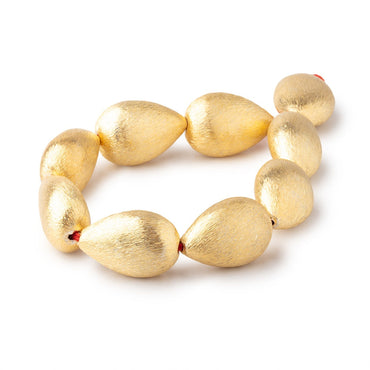 23x16mm 22kt Gold Plated Copper Brushed Puffy Pear Beads 8 inch 9 pieces (ONLINE ORDER ONLY)