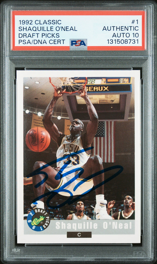 Graded 1992 Classic Draft Picks Shaquille O'Neal #1 Rookie RC Basketball Card PSA 10 Auto Grade Gem Mint (ONLINE ORDER ONLY)