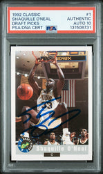 Graded 1992 Classic Draft Picks Shaquille O'Neal #1 Rookie RC Basketball Card PSA 10 Auto Grade Gem Mint (ONLINE ORDER ONLY)
