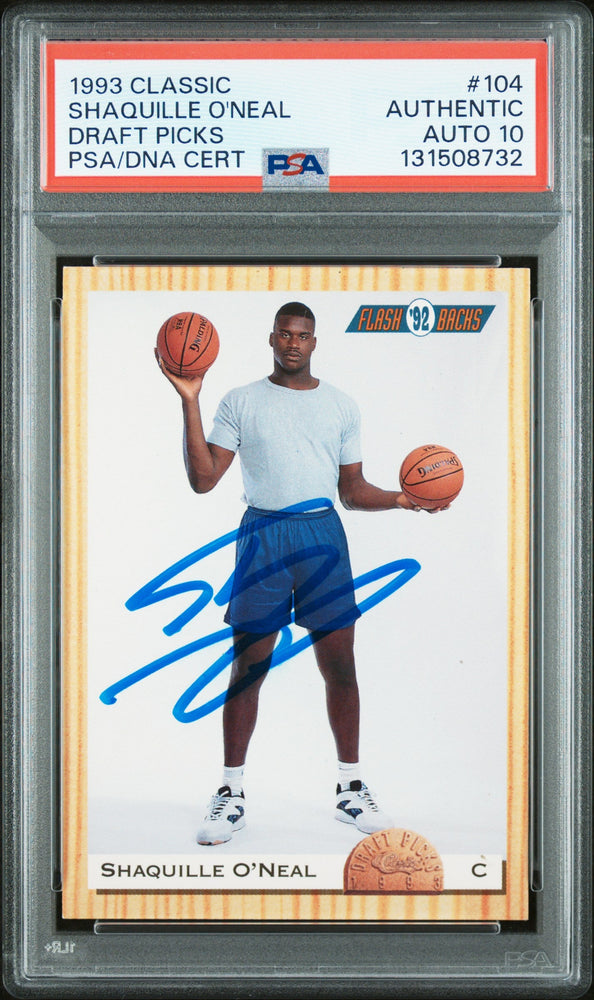 Graded 1993 Classic Draft Picks Shaquille O'Neal #104 Rookie RC Basketball Card PSA 10 Auto Grade Gem Mint (ONLINE ORDER ONLY)