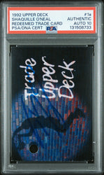 Graded 1992-93 Upper Deck Shaquille Oneal #1A Redemption Rookie RC Basketball Card PSA 10 Auto Grade Gem Mint (ONLINE ORDER ONLY)