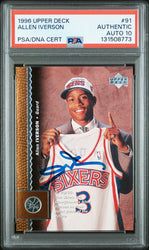Graded 1996-97 Upper Deck Allen Iverson #91 Rookie RC Basketball Card PSA 10 Auto Grade Gem Mint