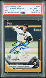 Graded 2025 Topps Now Jacob Misiorowski #349 Gold Foil /50 Rookie RC Baseball Card PSA 10 Auto Grade Gem Mint (ONLINE ORDER ONLY)