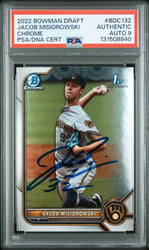 Graded 2022 Topps Bowman Draft Jacob Misiorowski #BDC-132 Chrome Rookie RC Baseball Card PSA 9 Auto Grade Mint (ONLINE ORDER ONLY)