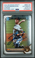 Graded 2022 Topps Bowman Draft Jacob Misiorowski #BDC-132 Chrome Rookie RC Baseball Card PSA 10 Auto Grade Gem Mint (ONLINE ORDER ONLY)