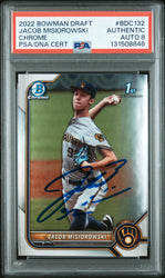 Graded 2022 Topps Bowman Draft Jacob Misiorowski #BDC-132 Chrome Rookie RC Baseball Card PSA 8 Auto Grade Near Mint (ONLINE ORDER ONLY)