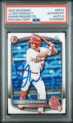Graded 2025 Topps Bowman JJ Wetherholt #BP-22 Prospects Rookie RC Baseball Card PSA 9 Auto Grade Mint