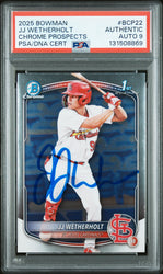 Graded 2025 Topps Bowman JJ Wetherholt #BCP-22 Chrome Prospects Rookie RC Baseball Card PSA 9 Auto Grade Mint (ONLINE ORDER ONLY)