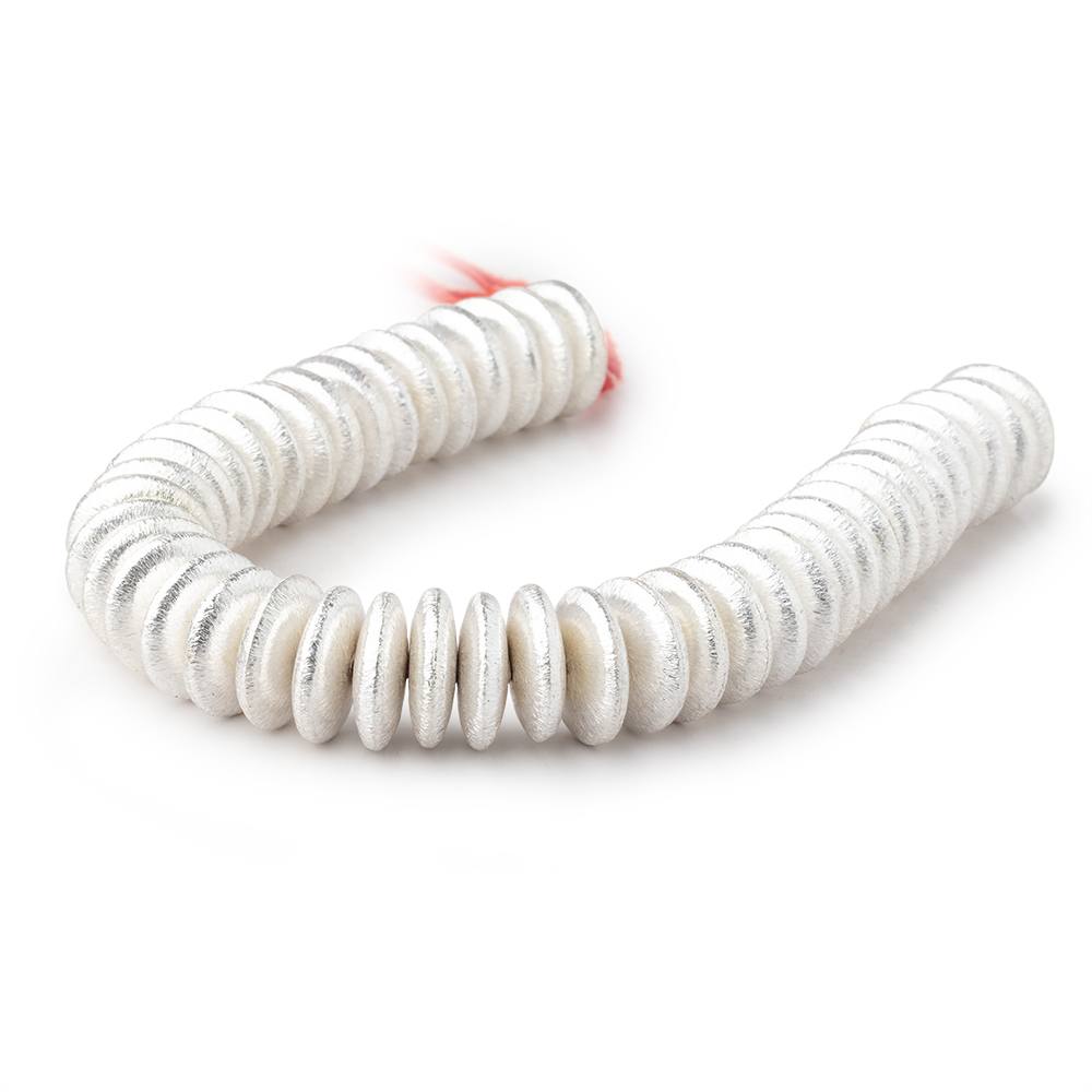 14mm Sterling Silver Plated Copper Brushed Disc Beads 8 inch 44 pieces (ONLINE ORDER ONLY)