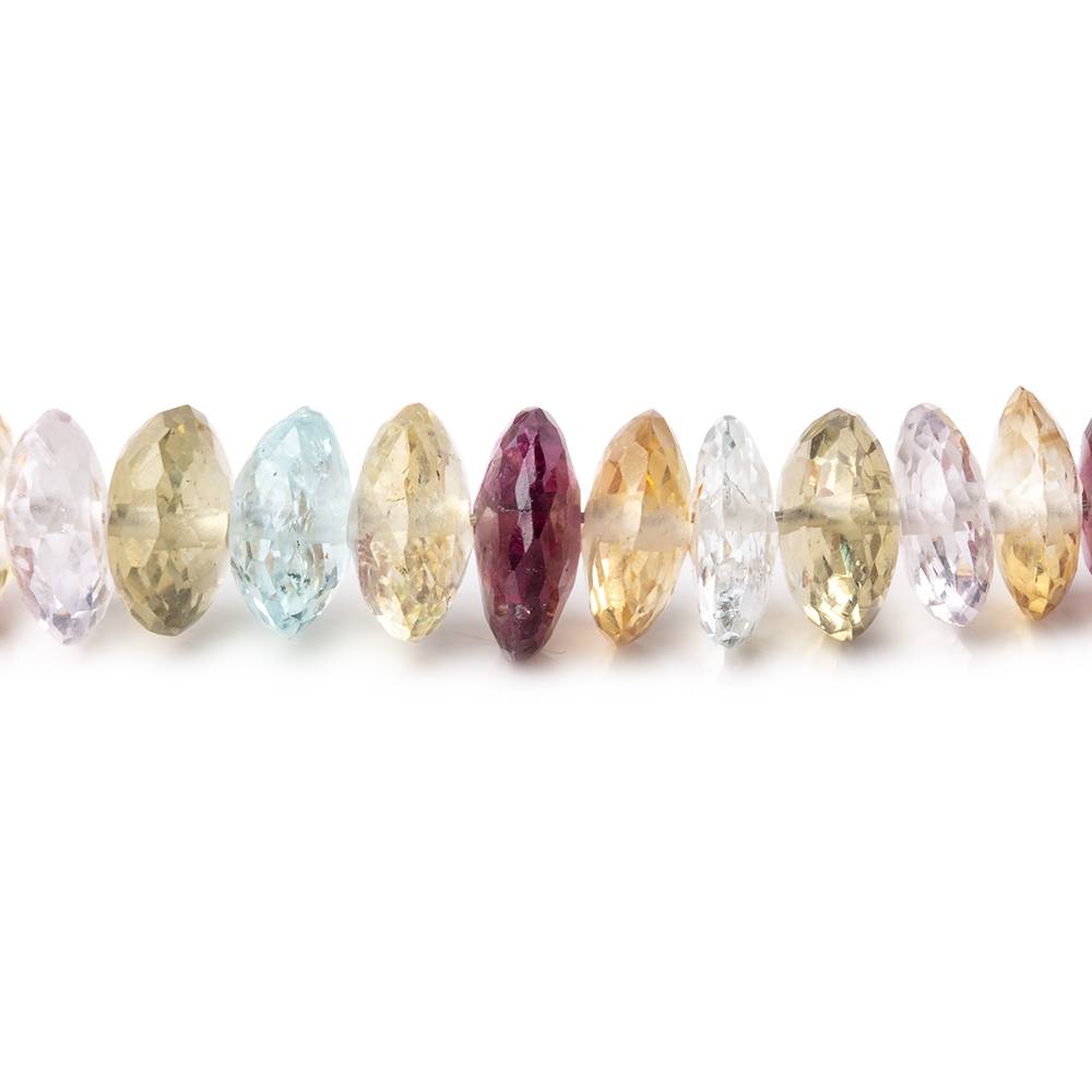 6-8mm Multi Gemstone German Faceted Rondelle Beads 14 inch 124 pieces AAA (ONLINE ORDER ONLY)