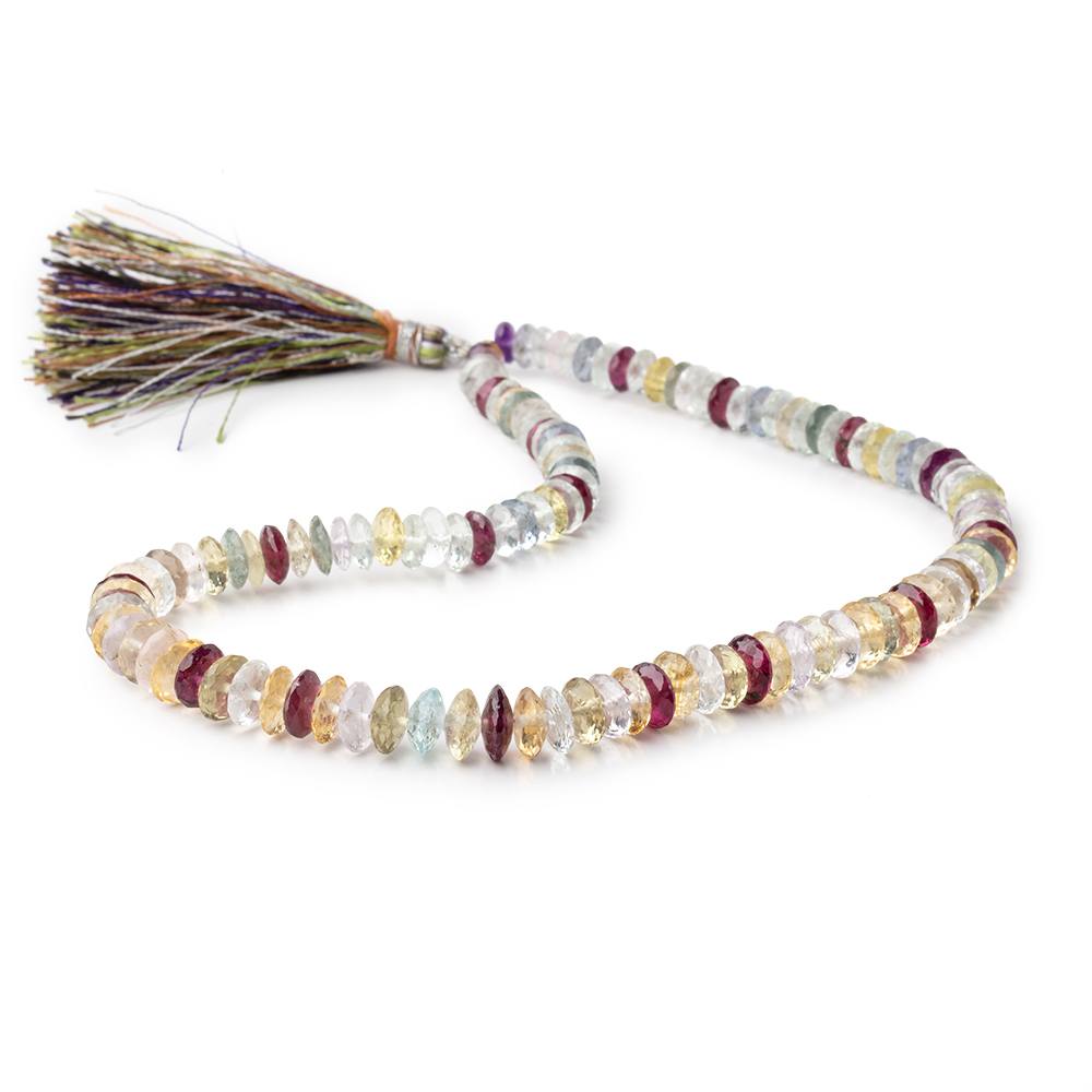 6-8mm Multi Gemstone German Faceted Rondelle Beads 14 inch 124 pieces AAA (ONLINE ORDER ONLY)