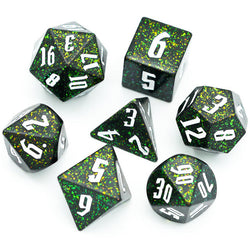80's Monster Glitter DND Dice (Black,Green,Orange) 7-Dice Dungeons and Dragons Dice (Online Only)