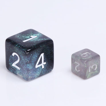Grey Iridescent 7-Dice Mini-Dice RPG Set w/Silver Numbers Miniature Dice (Online Only)