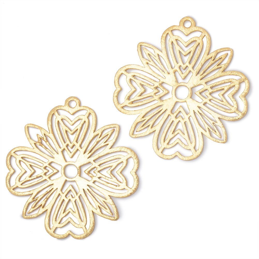 41mm Brushed Filigree Flower Charm Set of 2 pieces (ONLINE ORDER ONLY)
