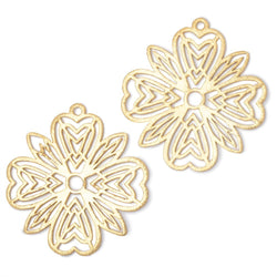 41mm Brushed Filigree Flower Charm Set of 2 pieces (ONLINE ORDER ONLY)