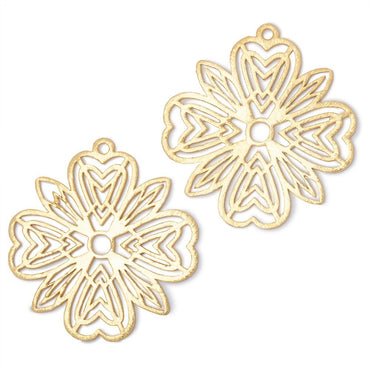 41mm Brushed Filigree Flower Charm Set of 2 pieces (ONLINE ORDER ONLY)
