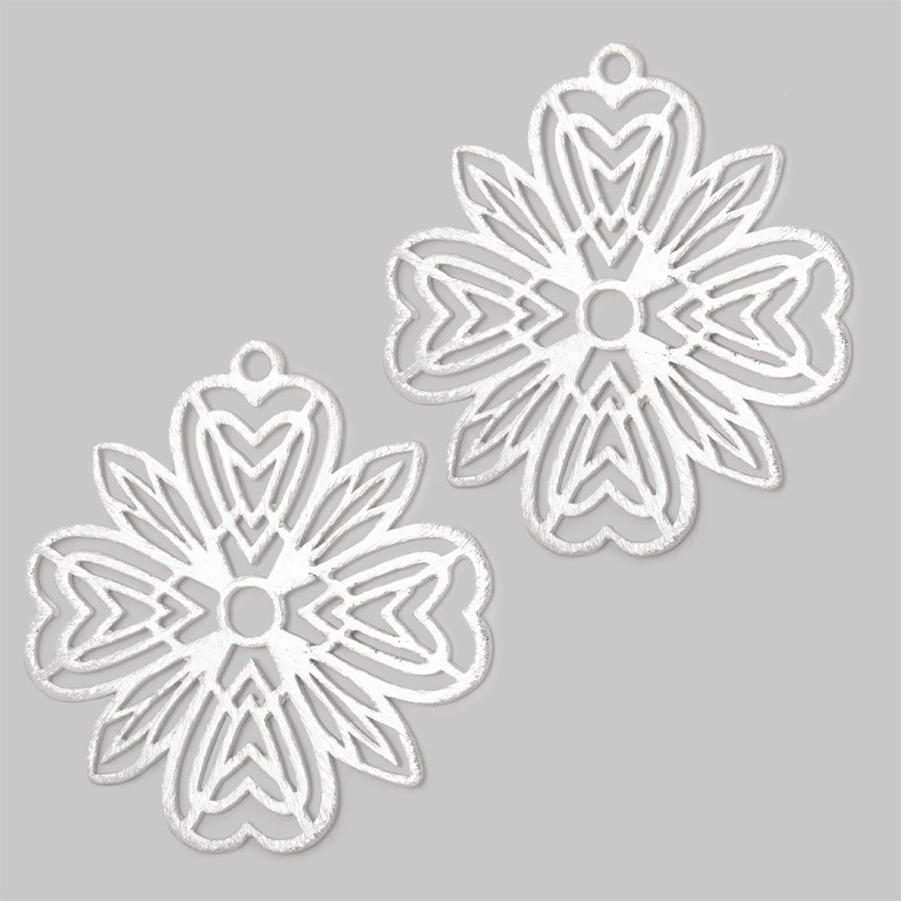 41mm Brushed Filigree Flower Charm Set of 2 pieces (ONLINE ORDER ONLY)