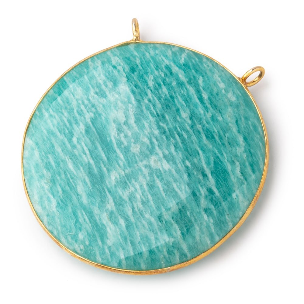 41mm Vermeil Bezel Amazonite Faceted Coin Connector 1 Focal Bead (ONLINE ORDER ONLY)