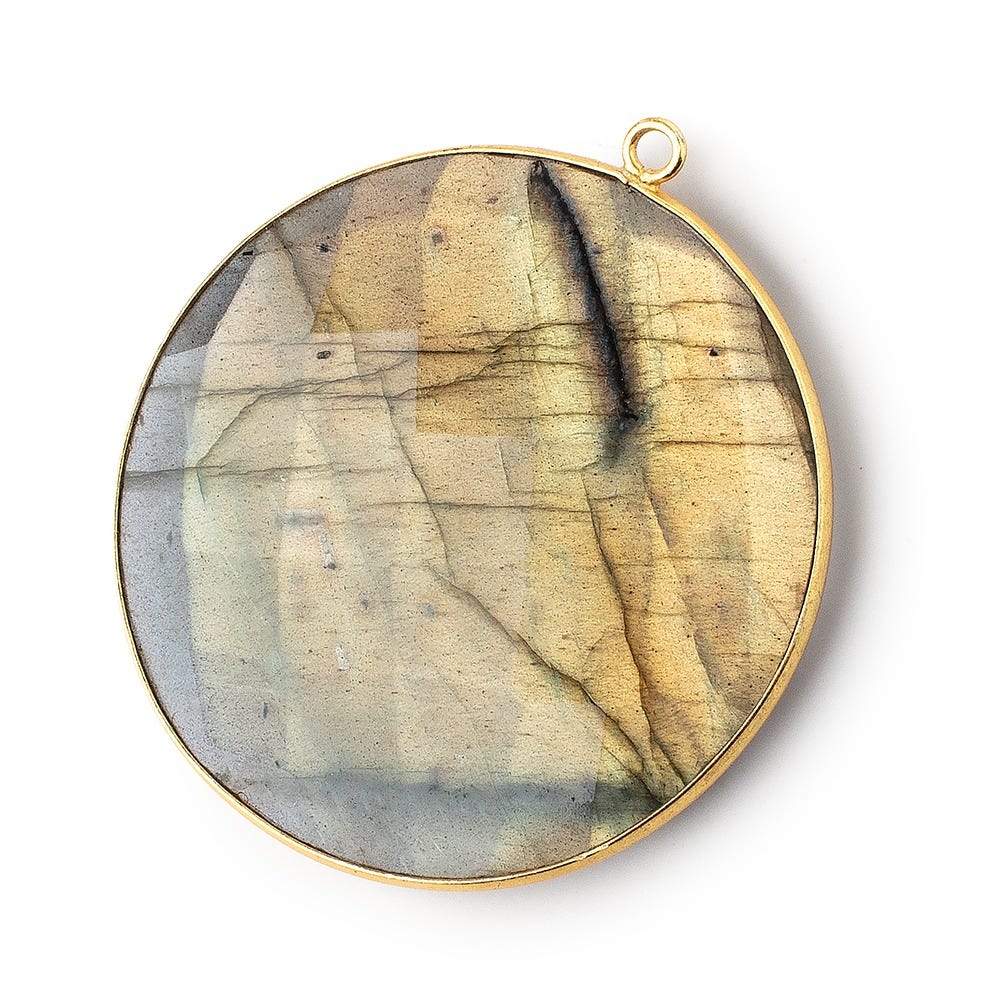 41mm Vermeil Bezel Set Labradorite Faceted Coin Pendant 1 piece (ONLINE ORDER ONLY)
