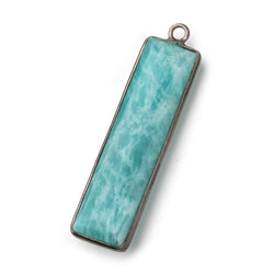 41x11.5mm Black Gold .925 Bezel Amazonite Plain Bar Pendant 1 Focal Bead (ONLINE ORDER ONLY)