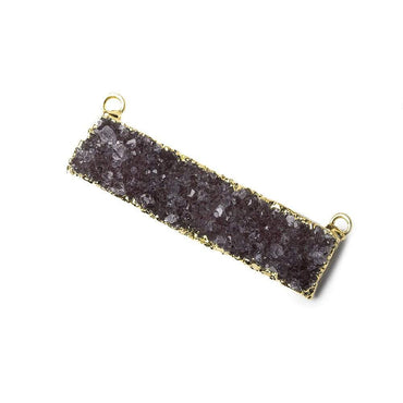 41x11mm 22kt Gold Leafed Dark Smoky Quartz Drusy East West Connector 1 Focal Bead (ONLINE ORDER ONLY)