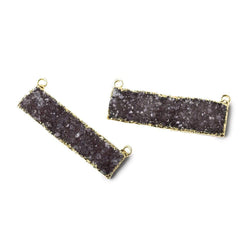 41x11mm 22kt Gold Leafed Dark Smoky Quartz Drusy East West Connector 1 Focal Bead (ONLINE ORDER ONLY)