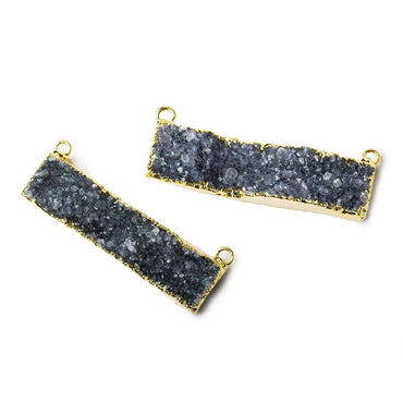 41x11mm 22kt Gold Leafed Grey Smoky Quartz Drusy East West Connector 1 Focal Bead (ONLINE ORDER ONLY)