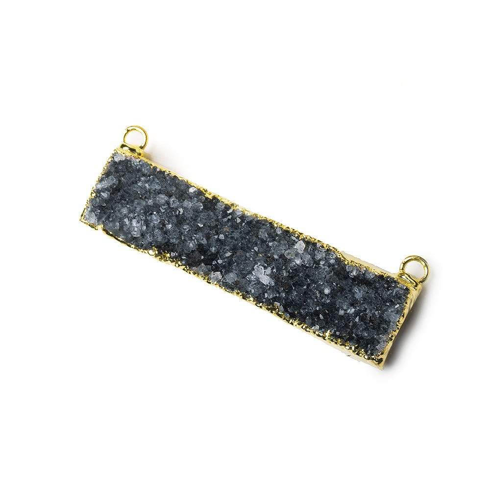 41x11mm 22kt Gold Leafed Grey Smoky Quartz Drusy East West Connector 1 Focal Bead (ONLINE ORDER ONLY)